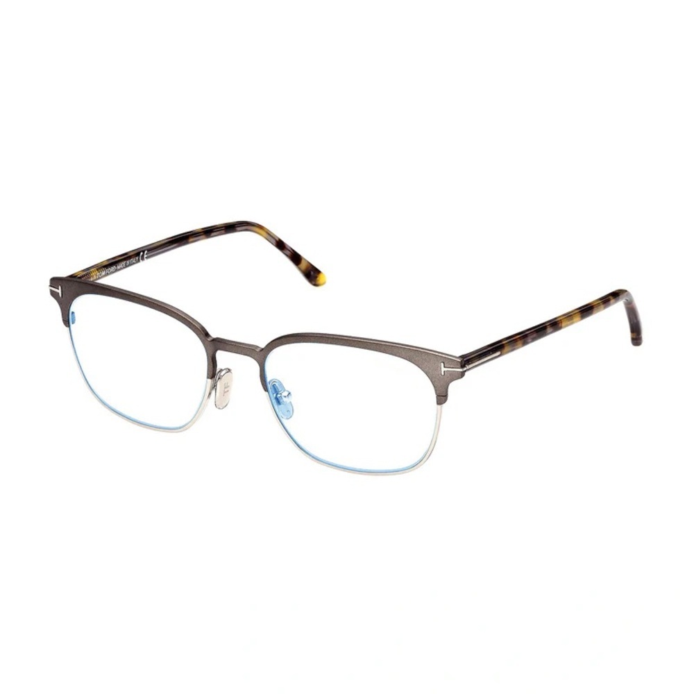 Tom Ford FT5799-B 009 Matte Gunmetal/Havana/Clear Blue Block Lenses 53mm
